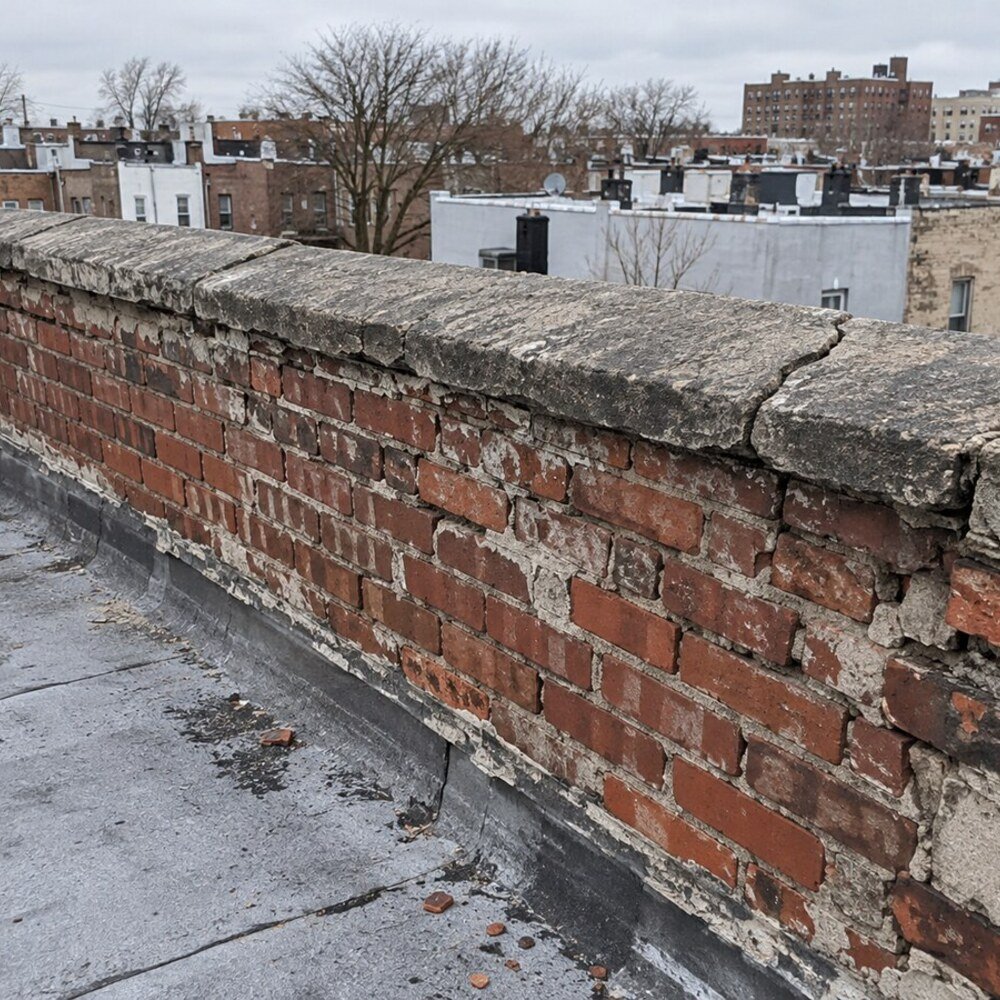 Parapet masonry repair in Pelham Bay, Bronx before