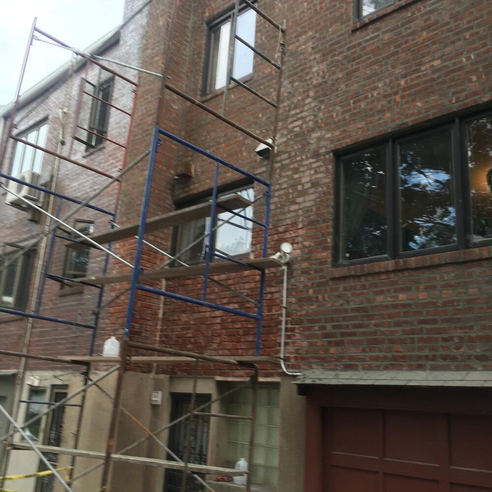 Tuckpointing, full elevation in Riverdale, Bronx, before
